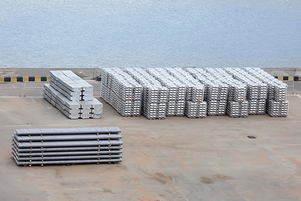 Steel stock supply sitting on a dock