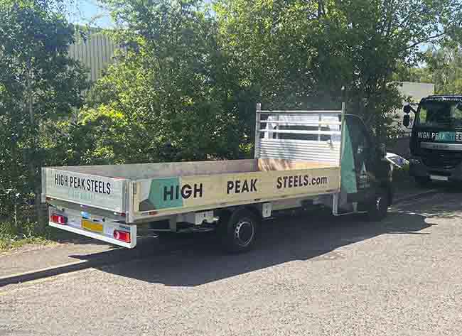 High Peak Steels flatbed delivery trucks - side shot