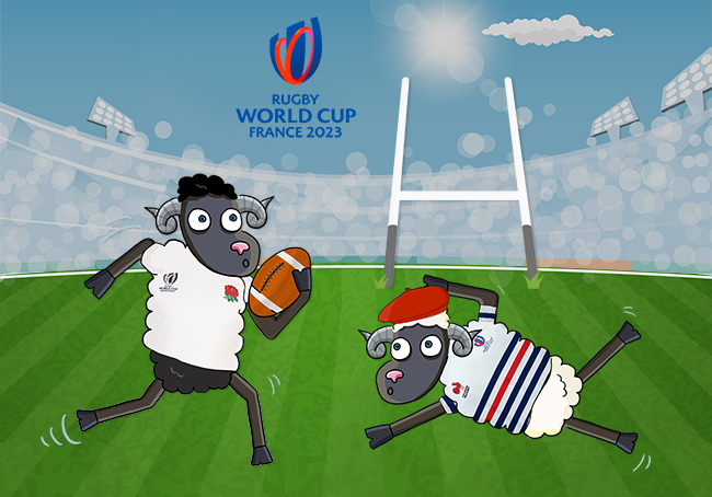 Illustration of OTIF playing Rugby against France in the Rugby World Cup France 2023