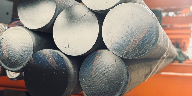 EN26 steel round bars in the warehouse