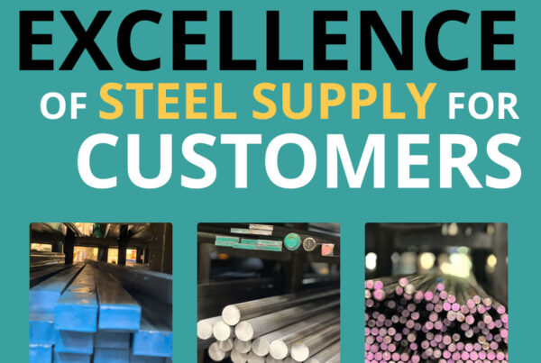 Text and image graphic relating to steel stock supply