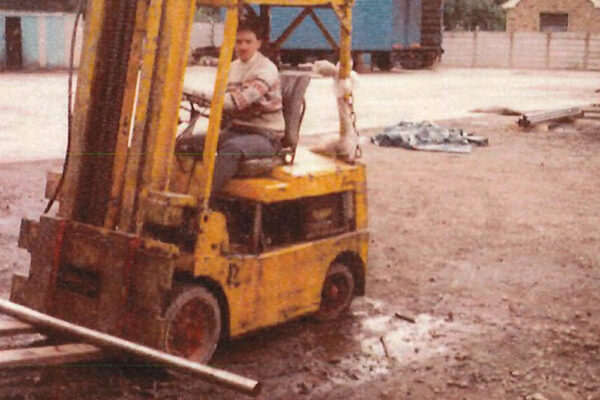 Archive footage of High Peak Steels fork lift truck
