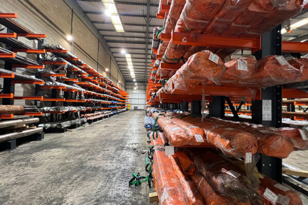 Steel stock in the warehouse