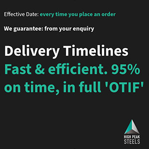 Steel stock delivery times typographic