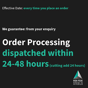 Steel stock order processing typographic