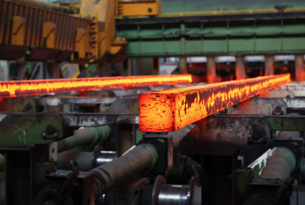Hot rolled Engineering Steel coming off production at a mill