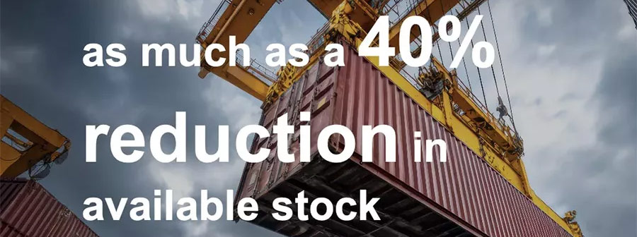 Steel stock supply problems illustrated by a photo of a shipping container