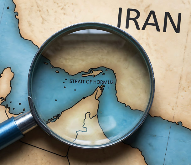A map of steel supply disruption in Strait of Hormuz